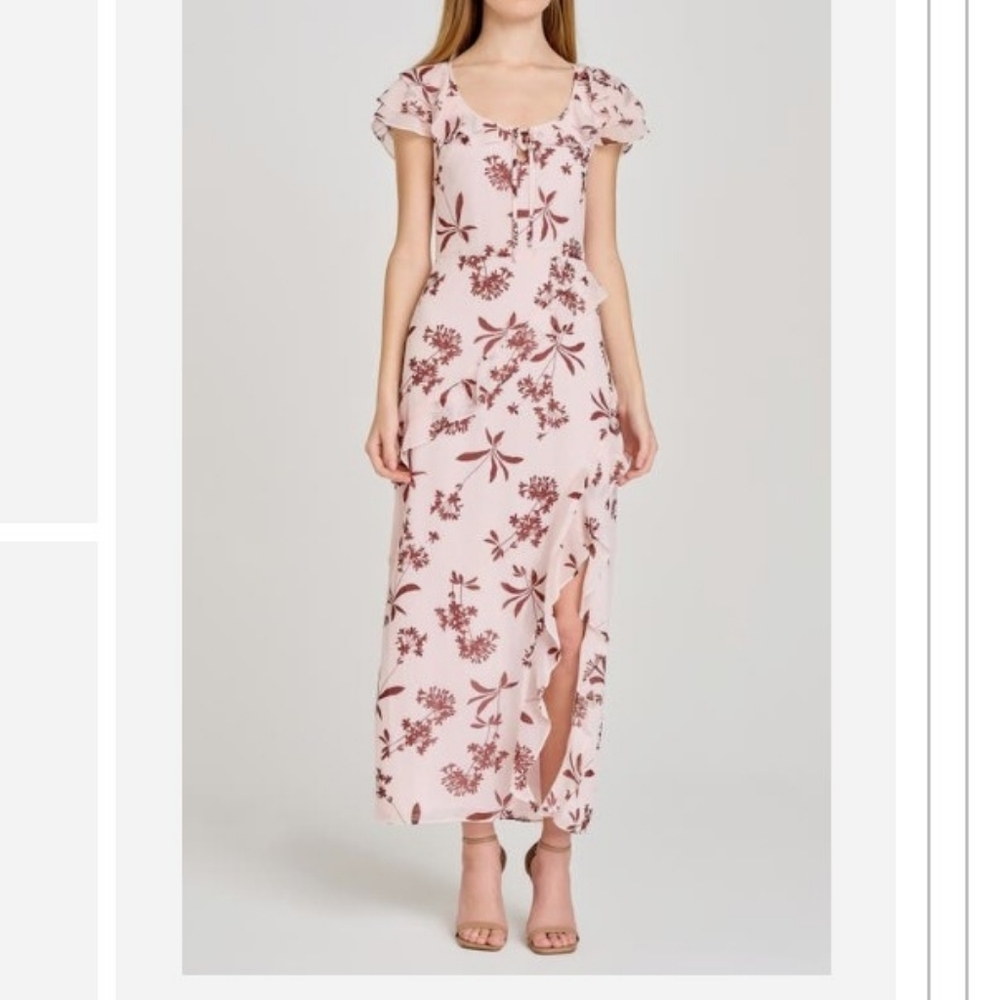 Wayf Violetta Floral Ruffle Sleeve Dress Pink SZ M NWTs